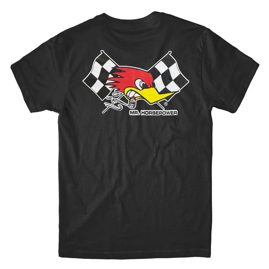 Mr. Horsepower Checkered Flag T-Shirt - Black