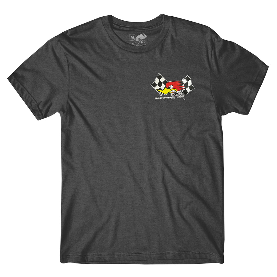 Mr. Horsepower Checkered Flag T-Shirt - Heather Grey