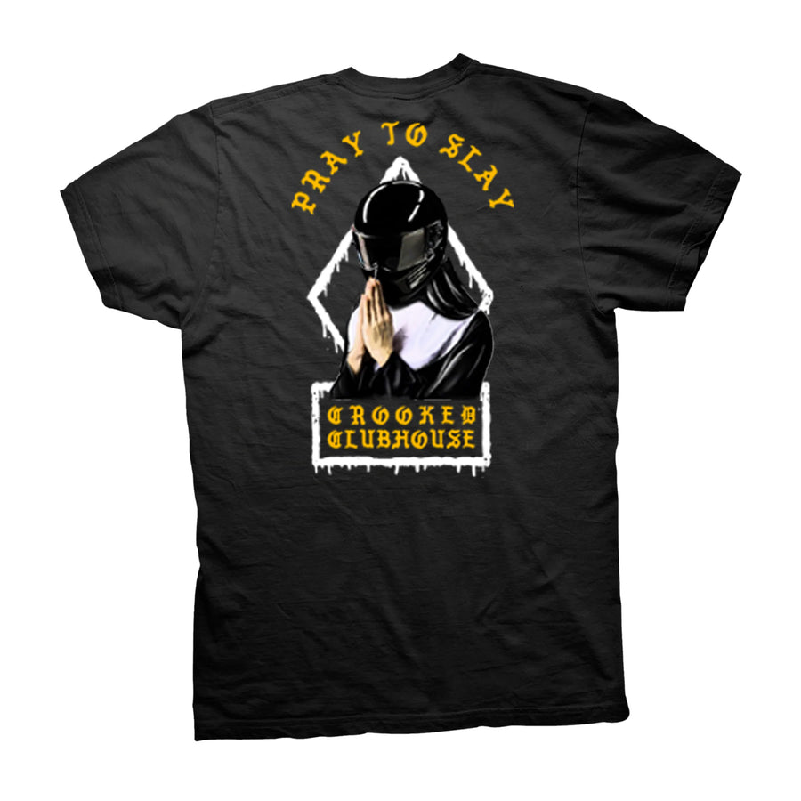 Crooked Clubhouse Pray to Slay Tee - Black