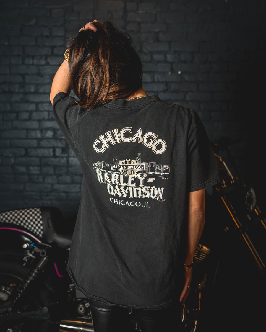 Harley Davidson Vintage T-Shirt - Chicago - Black