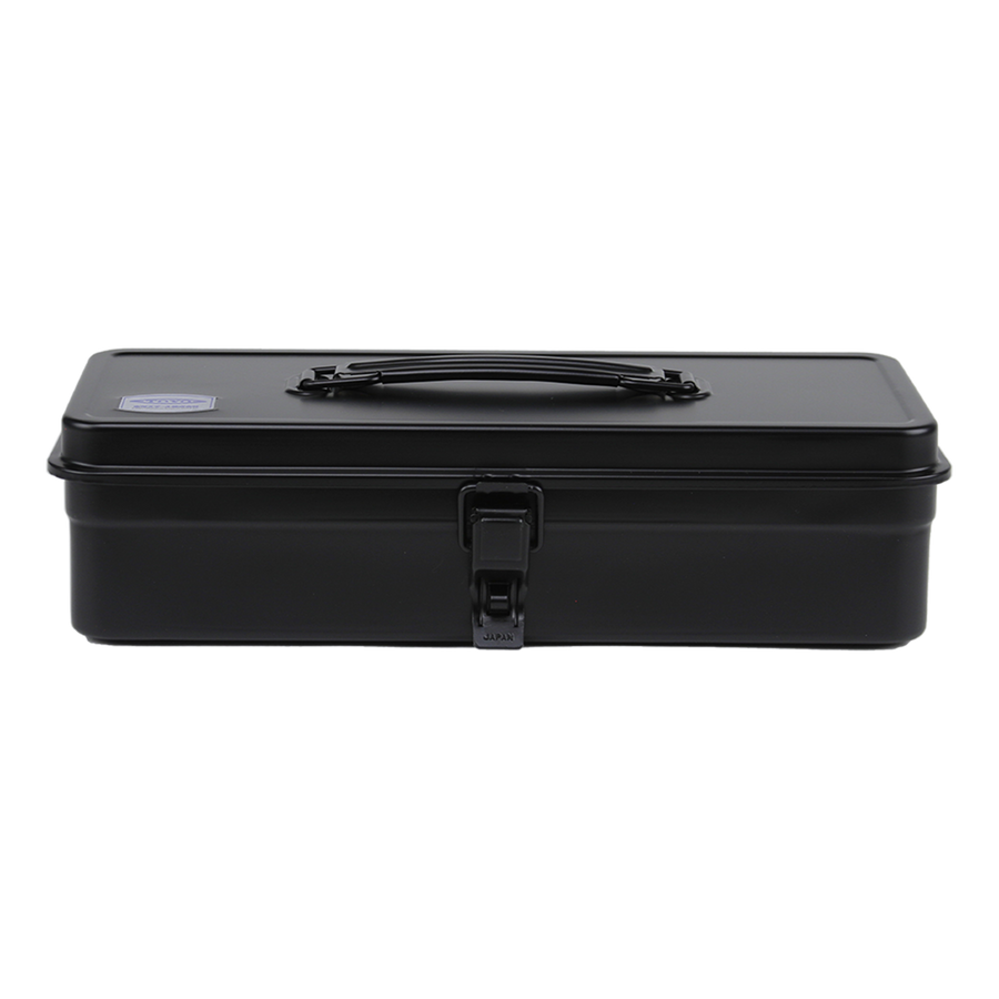 Toyo Steel T-320 Black. Compact matte black steel toolbox featuring a seamless design and round handle, ideal for secure and organized storage. 1.0kg.