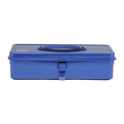 Toyo Steel T-320 Blue. Compact matte blue steel toolbox featuring a seamless design and round handle, ideal for secure and organized storage. 1.0kg.