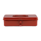 Toyo Steel T-320 Red. Compact matte red steel toolbox featuring a seamless design and round handle, ideal for secure and organized storage. 1.0kg.