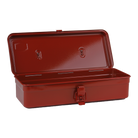 Toyo Steel T-320 Red. Sleek matte red toolbox with a round handle and cylinder lock, designed for durability and practical use. 1.0kg.