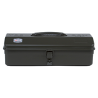 Toyo Steel Y-350 Moss Green. Elegant moss green steel container with a camber-top cover and round handle, designed for practical and stylish storage. 1.3kg.