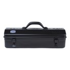Toyo Steel Y-410 Camber Top Black. Elegant black steel container with a functional camber-top cover and round handle, ideal for sleek and practical storage. 1.5kg.